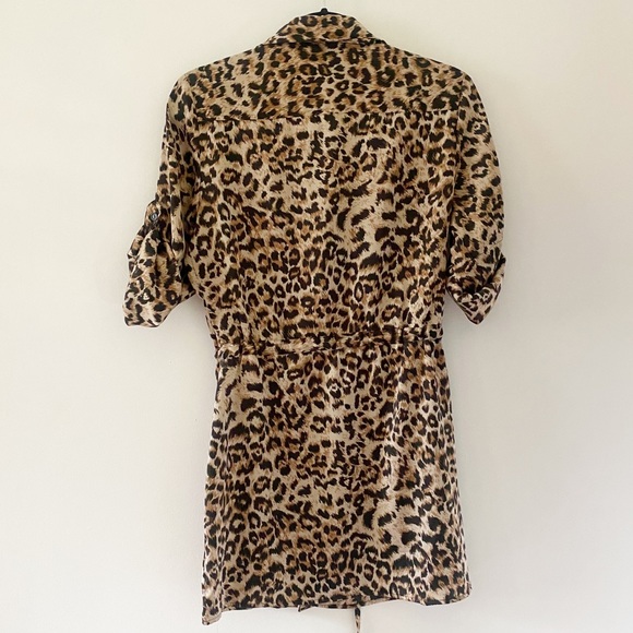Calvin Klein leopard print shift dress with tie - Picture 2 of 4